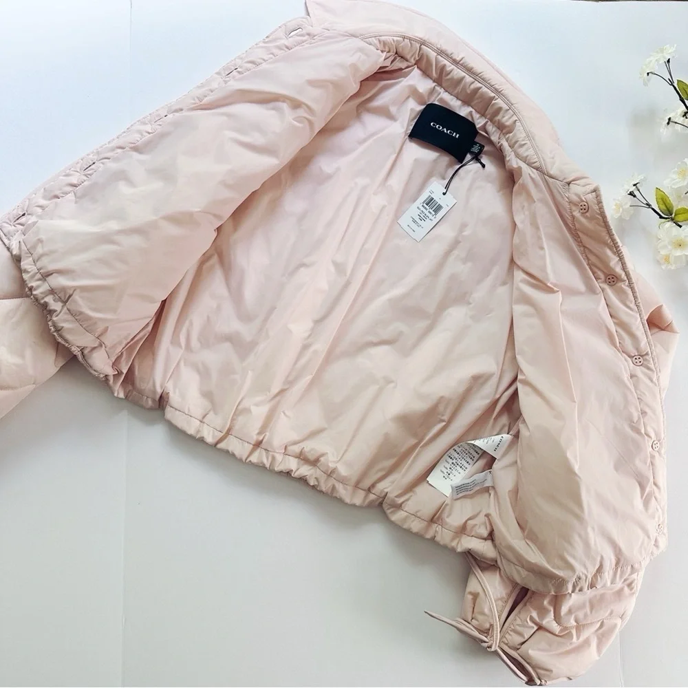 Coach Quilted Blouson Jacket In Recycled Nylon Pink